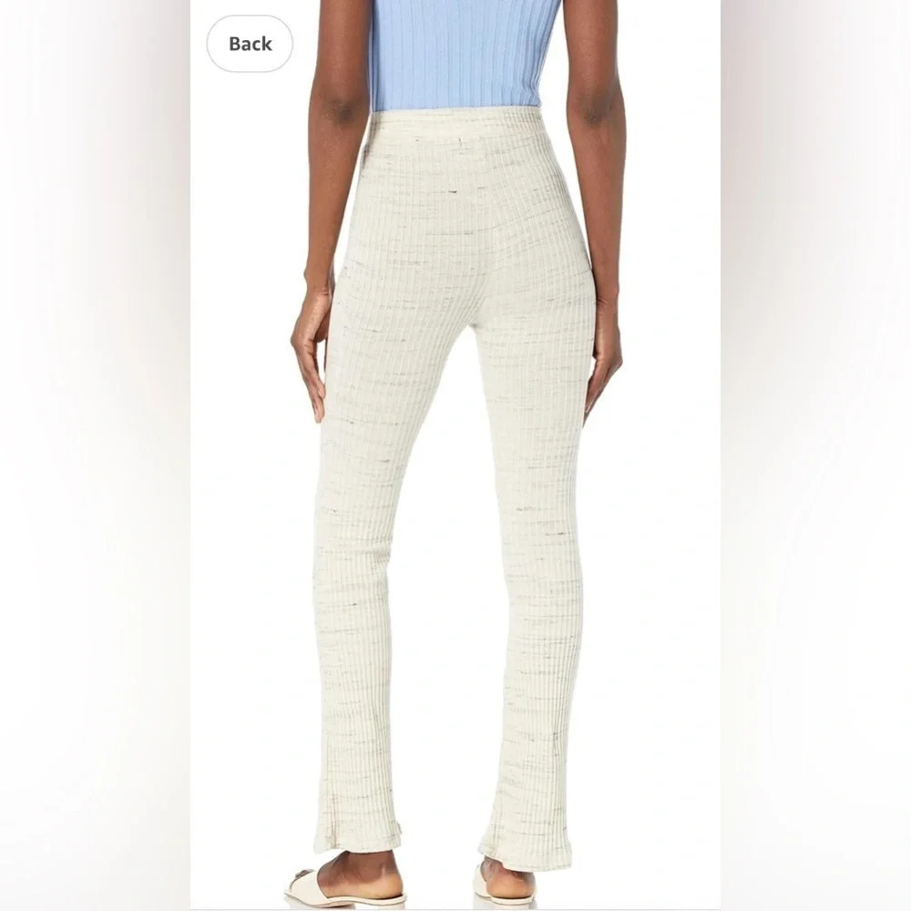 MONROW Revolve MED Cosmo Rib Wide Leg Pants Thermal Ruffle Hem Flare Color: Ash - Picture 14 of 14